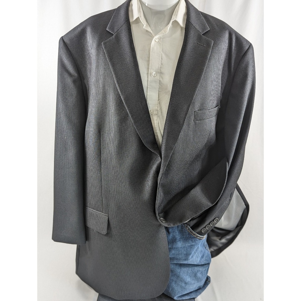 Pronto Uomo Mens Poly Blend Blazer Sport Coat Sport Jacket 54R Black Birdseye
